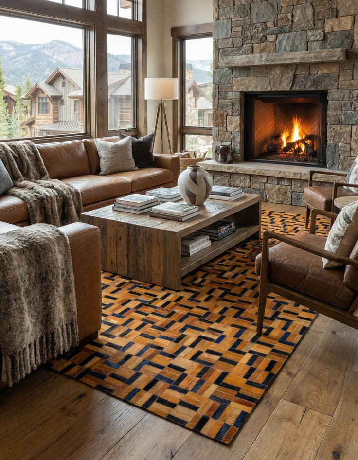 Detail image of  5' x 8' Cowhide - Patchwork Rug