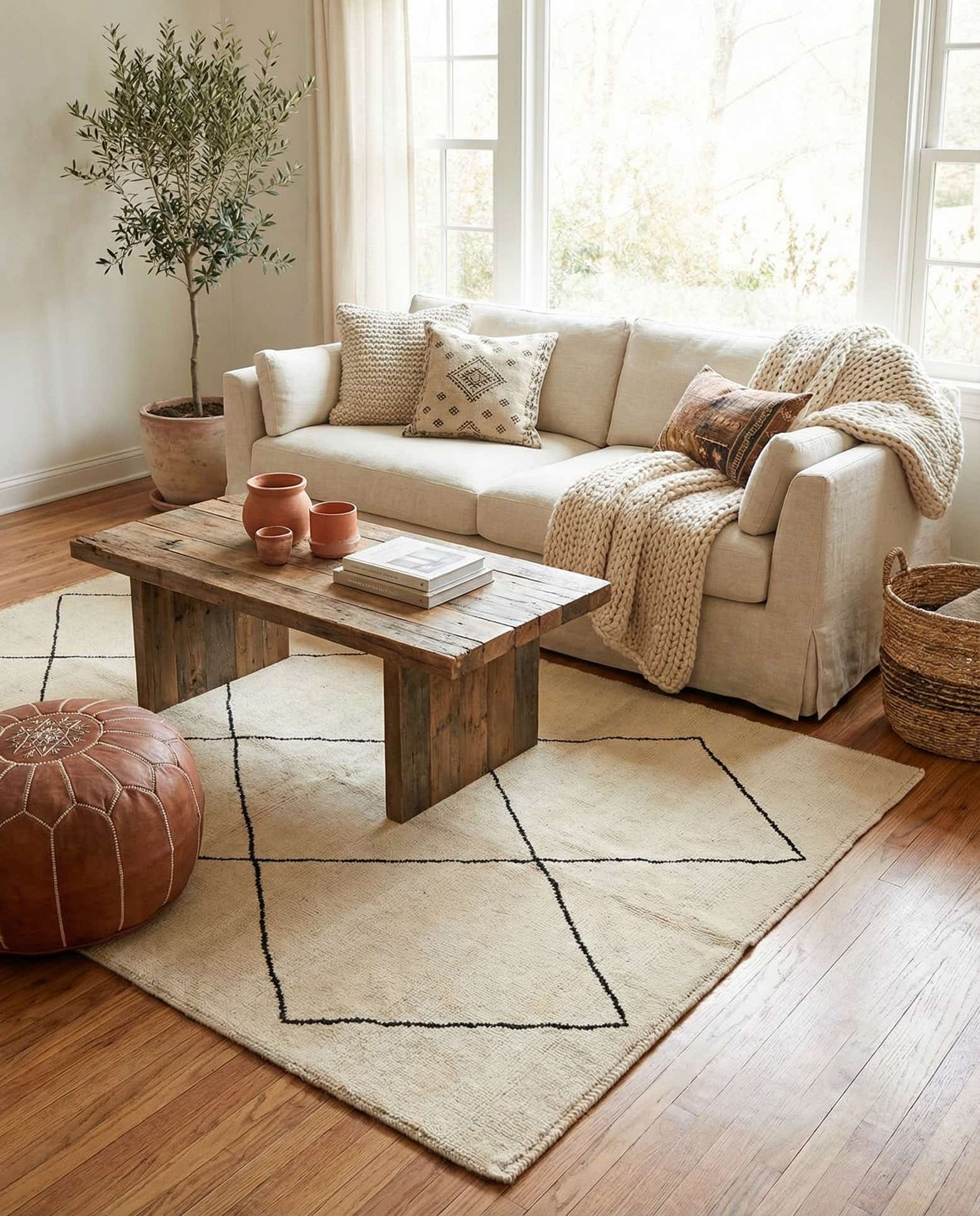 5' 9 x 8' 4 Hand Knotted Moroccan Wool Rug