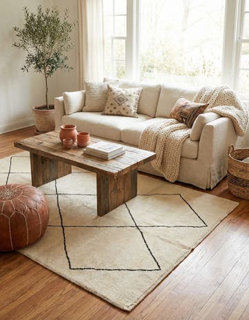 5' 9 x 8' 4 Hand Knotted Moroccan Wool Rug