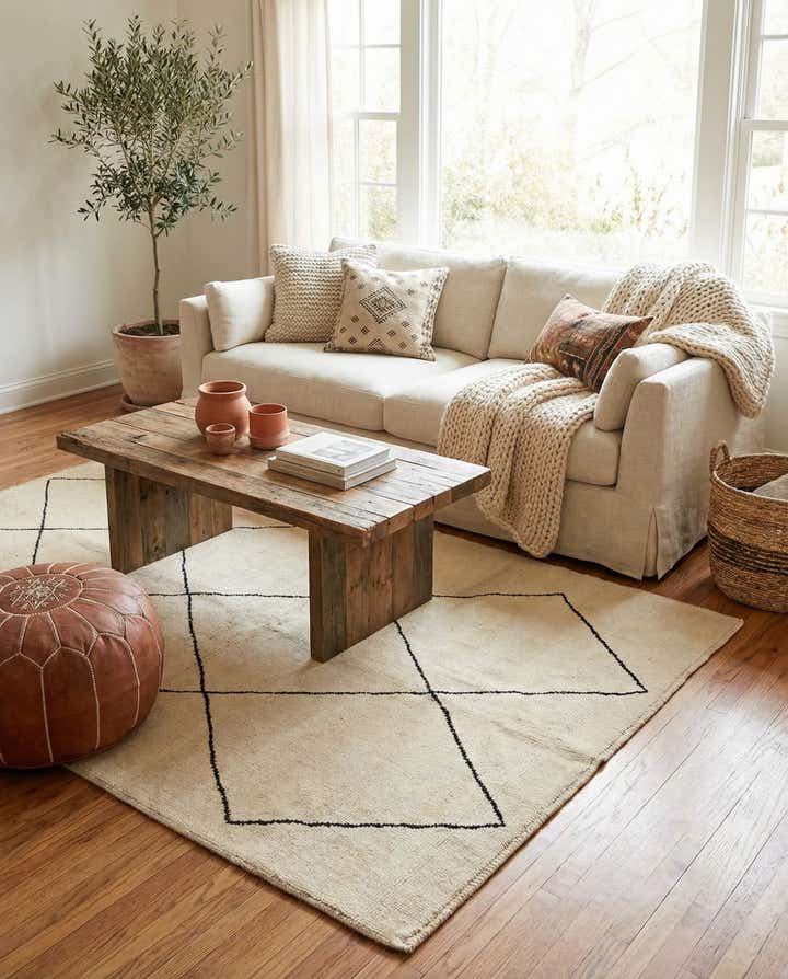 5' 9 x 8' 4 Hand Knotted Moroccan Wool Rug