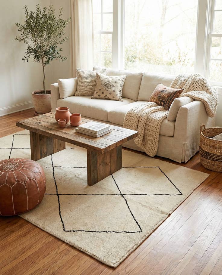 Detail image of 5' 9 x 8' 4 Hand Knotted Moroccan Wool Rug
