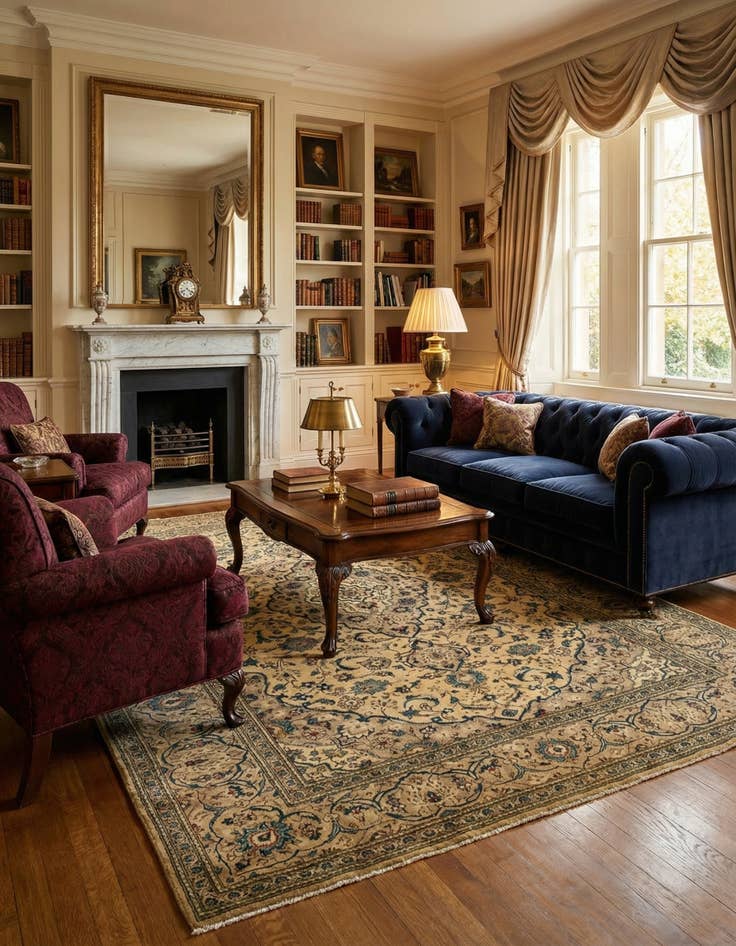 Detail image of 7' 11 x 11' 4  Hand Knotted Kashan Persian Wool Rug