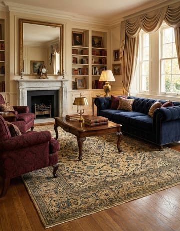 7' 11 x 11' 4 Hand Knotted Kashan Persian Wool Rug