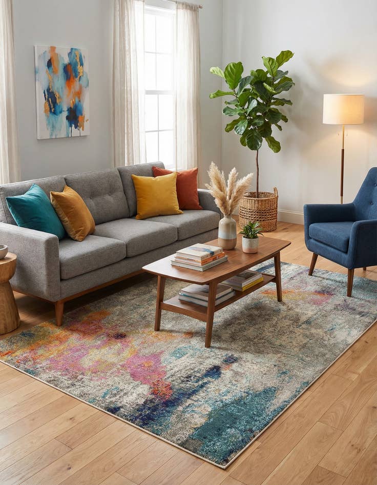 Detail image of 6' x 9'  Washable Spectrum Rug