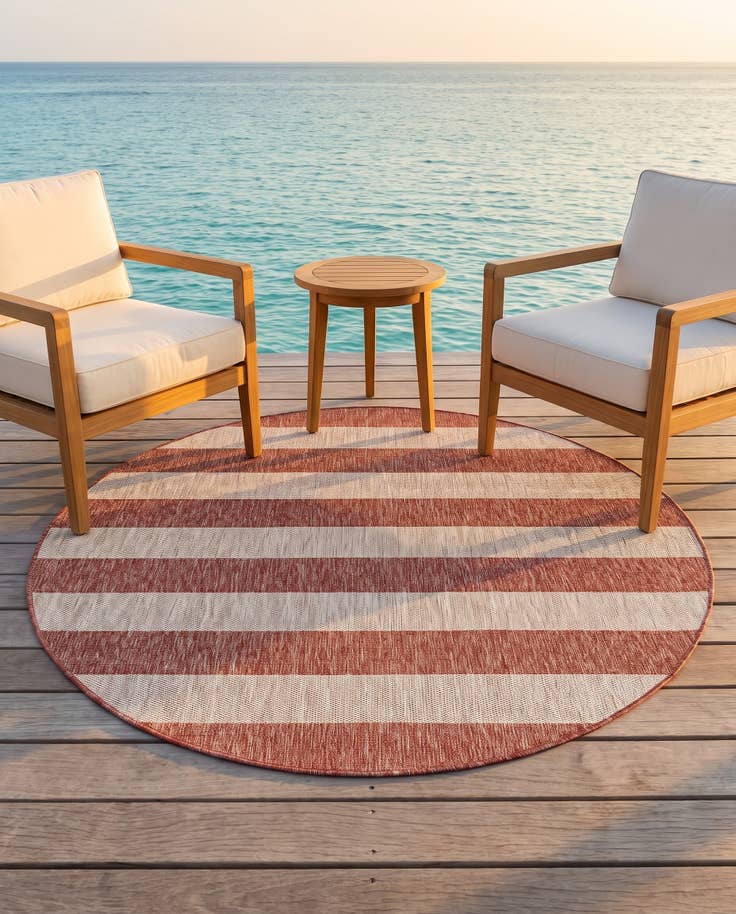 Detail image of 6' x 6' Easy-Clean Ribbon Indoor / Outdoor Round Rug