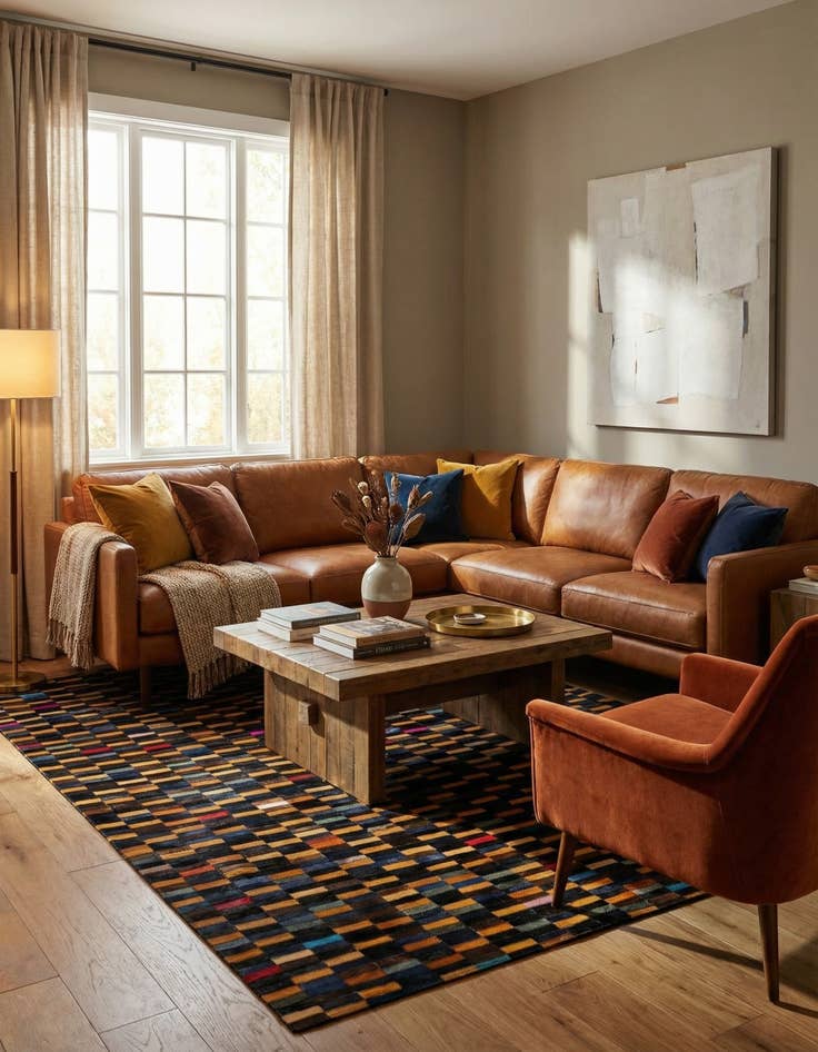 Detail image of  5' 2 x 7' 11 Cowhide - Patchwork Rug