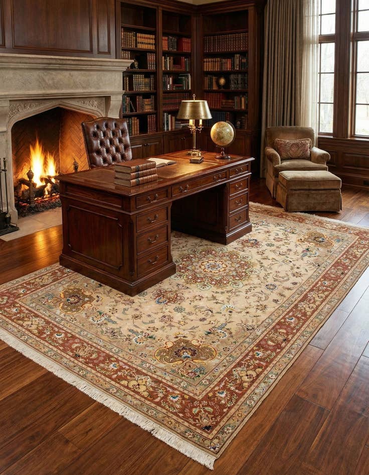 Detail image of  6' 7 x 10'  Hand Knotted Tabriz Persian Rug