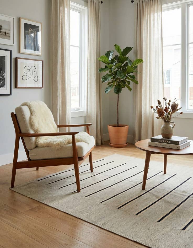 Detail image of 4' x 6'  Hand Woven Kilim Modern Wool Rug