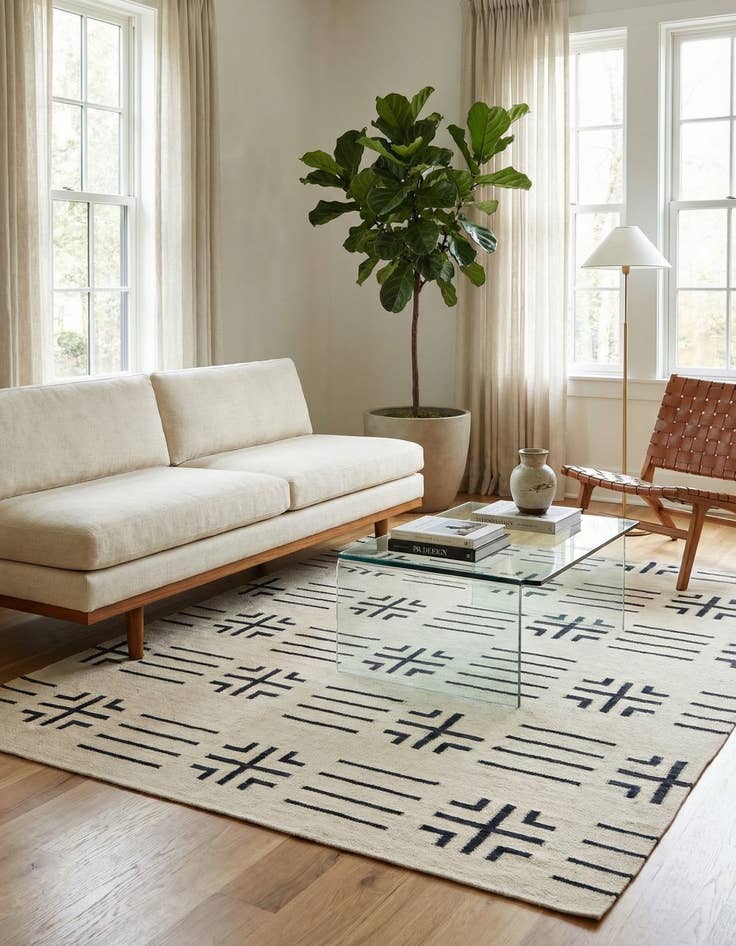 Detail image of 5' 3 x 6' 6  Hand Woven Kilim Modern Wool Square Rug