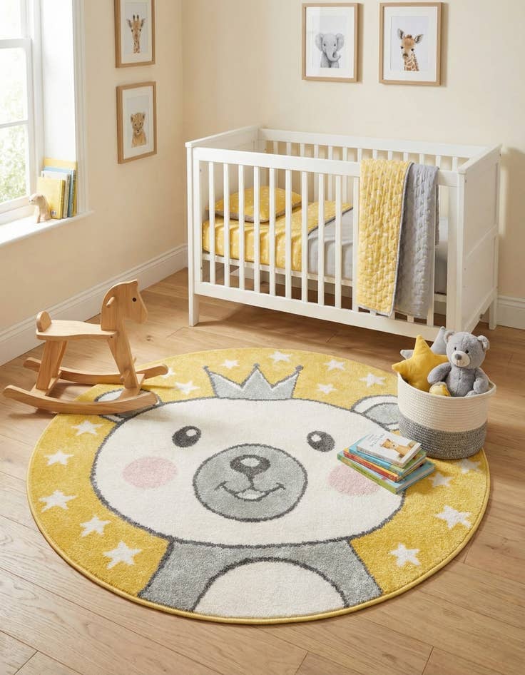 Detail image of  3' 3 x 3' 3 Bear Whimsy Kids Round Rug