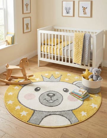 3' 3 x 3' 3 Bear Whimsy Kids Round Rug