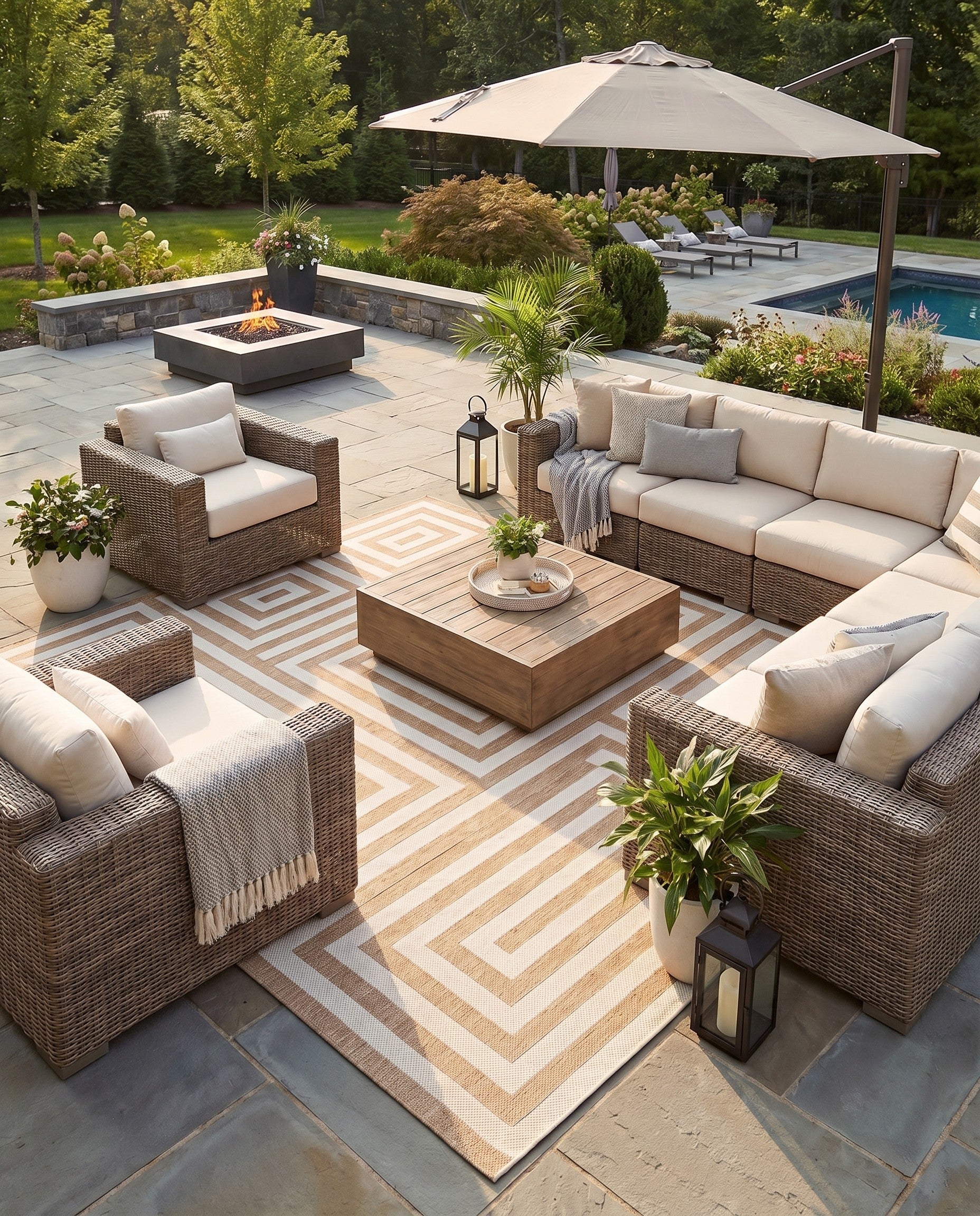 13' x 13' Easy-Clean Modern Indoor / Outdoor Square Rug