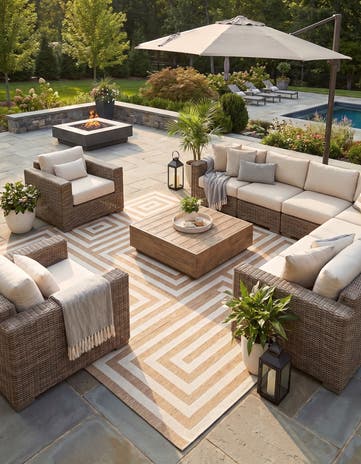 13' x 13' Easy-Clean Modern Indoor / Outdoor Square Rug