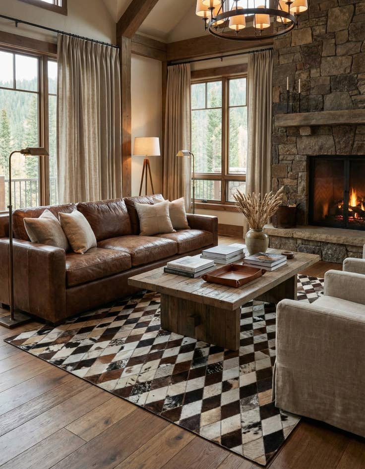 Detail image of 5' 8 x 7' 1 Cowhide Stocks Rug