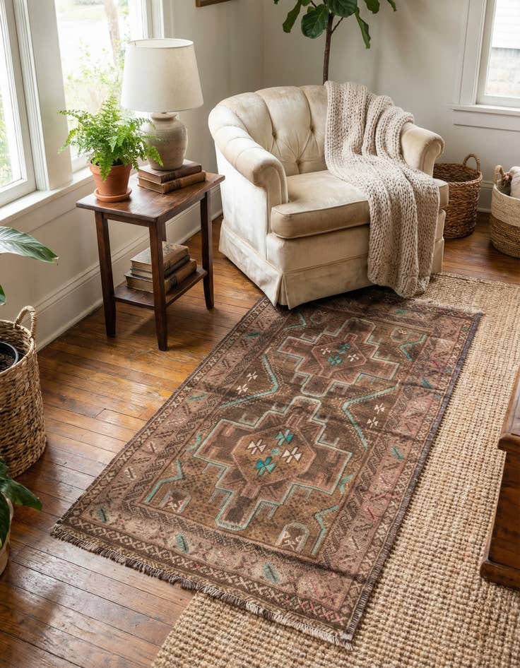 Detail image of 3' 1 x 6'  Hand Knotted Ultra Vintage Persian Wool Runner Rug