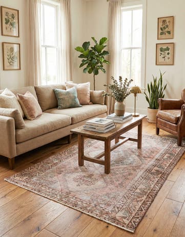 4' 7 x 6' 5 Hand Knotted Ultra Vintage Persian Wool Rug