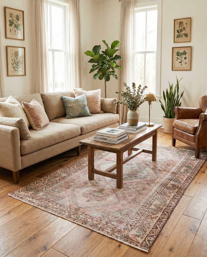 4' 7 x 6' 5 Hand Knotted Ultra Vintage Persian Wool Rug