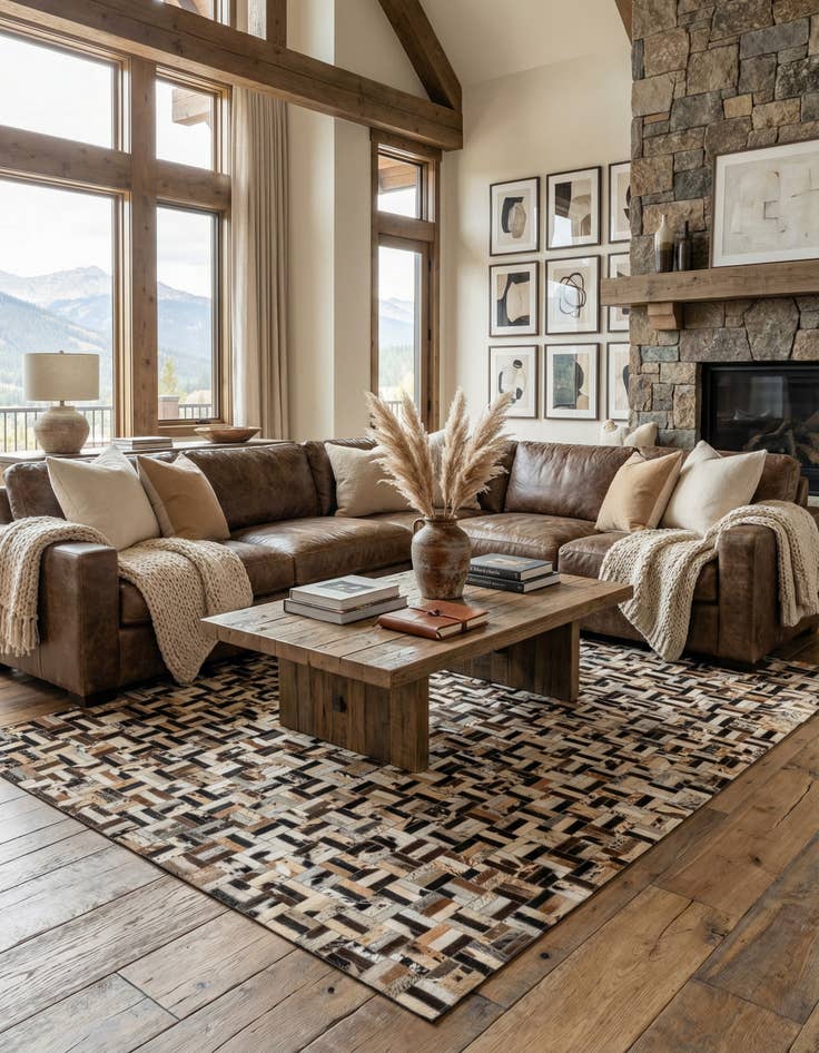 Detail image of 5' 1 x 8' Cowhide - Patchwork Rug