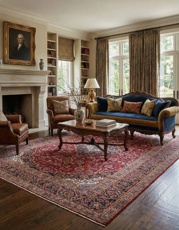9' 9 x 13' Hand Knotted Kashan Persian Wool Rug