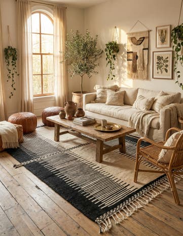 7' x 10' 5 Hand Knotted Moroccan Wool Rug