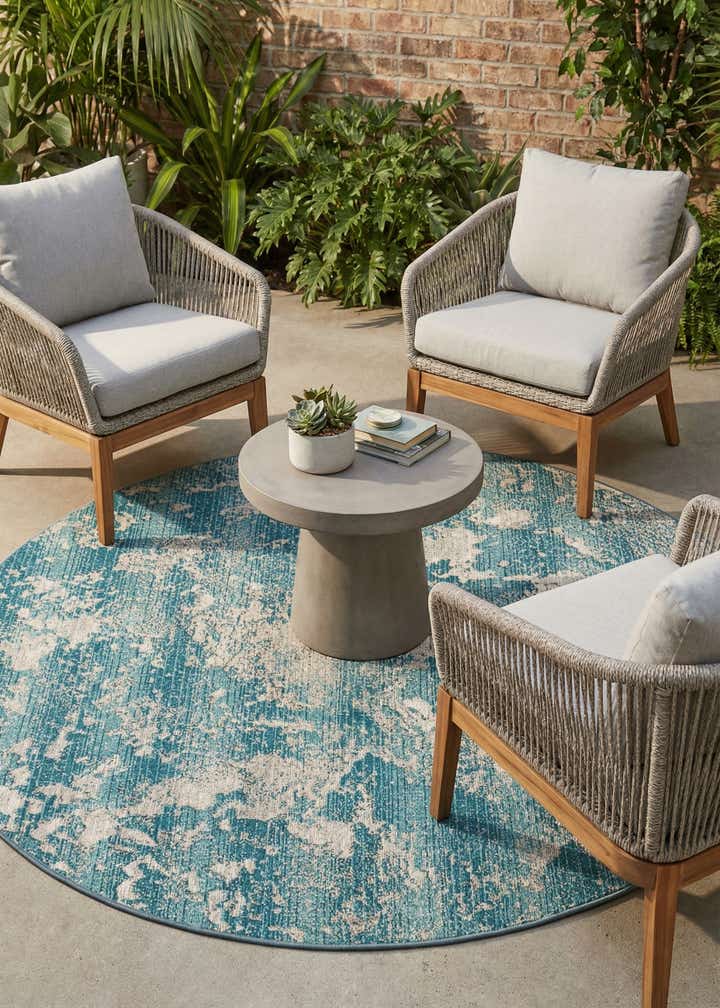 5' x 5' Easy-Clean Modern Indoor / Outdoor Round Rug