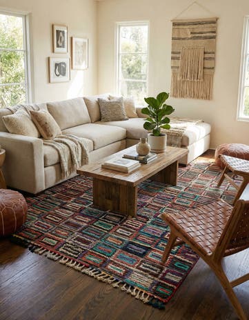 6' x 9' 5 Hand Knotted Moroccan Wool Rug