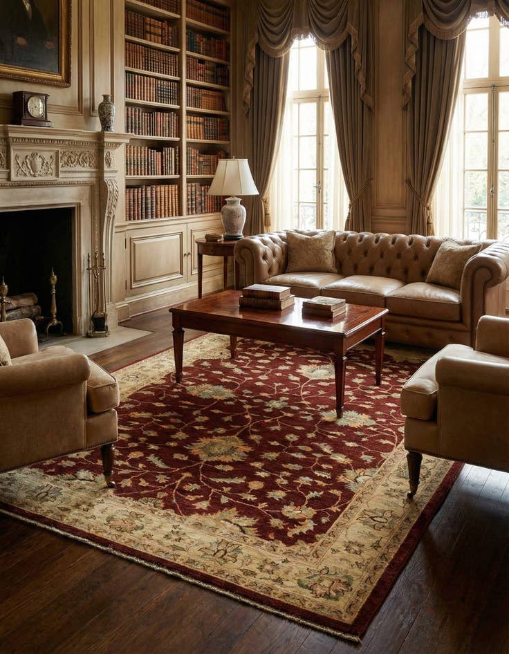 Detail image of 6' 6 x 9' 7  Hand Knotted Peshawar Ziegler Rug