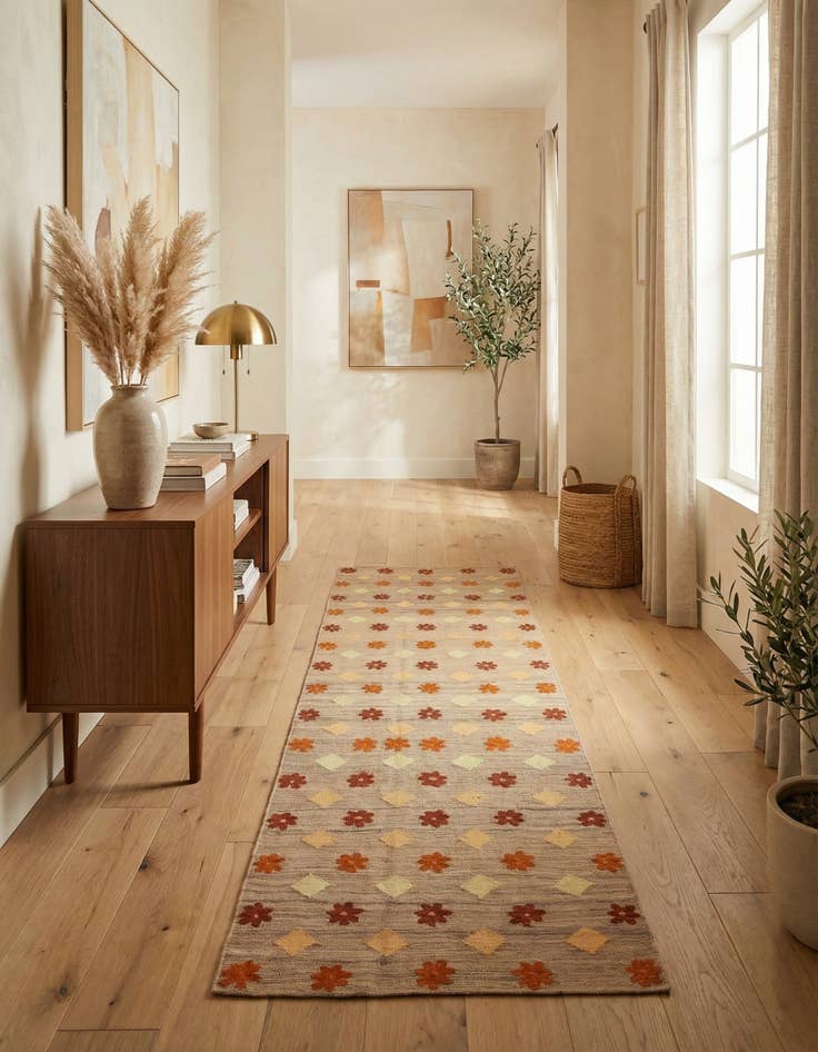 Detail image of 3' x 10' 4  Hand Woven Kilim Modern Wool Runner Rug