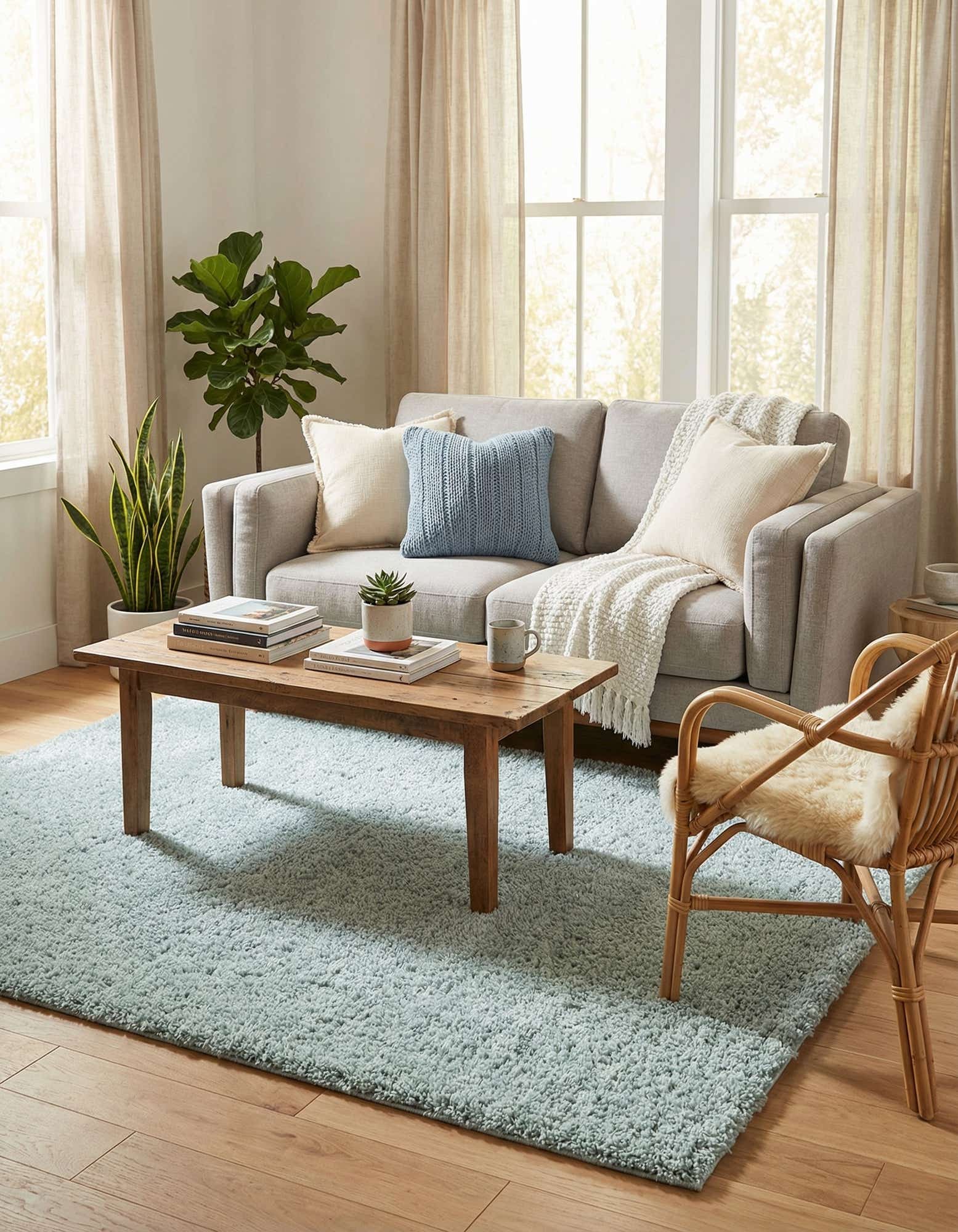 4' x 6' Soft Solid Shag Rug