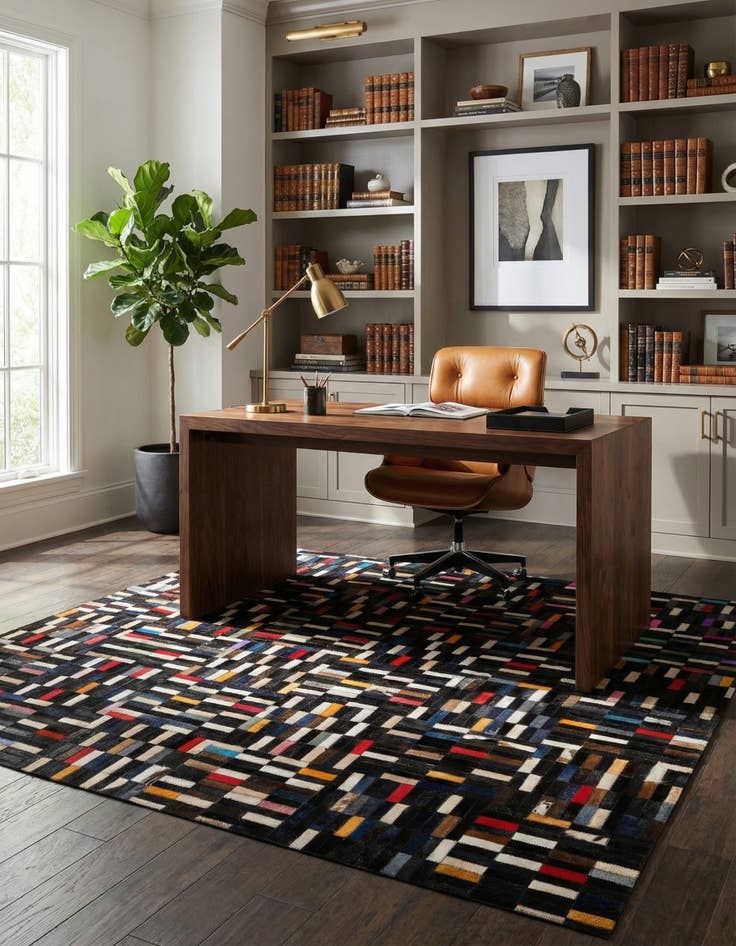 Detail image of  5' 1 x 8' 1 Cowhide - Patchwork Rug