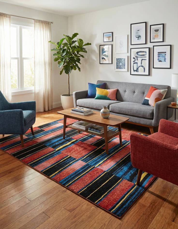 Detail image of  5' x 8'  Washable Modern Indoor / Outdoor Rug