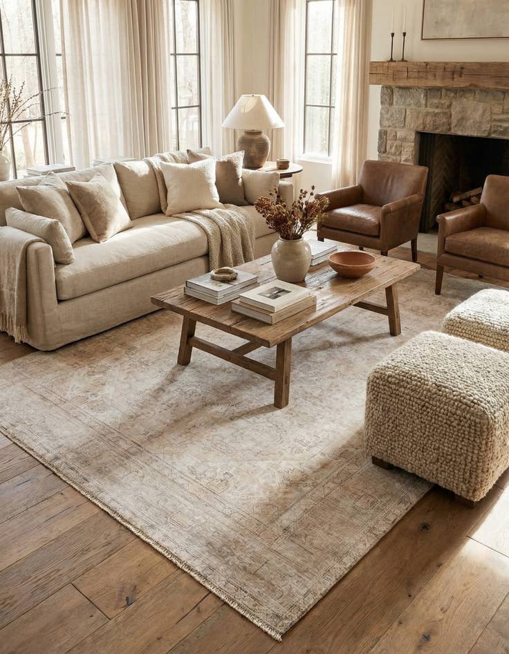 Detail image of  6' 3 x 9' 3  Hand Knotted Ultra Vintage Persian Wool Rug