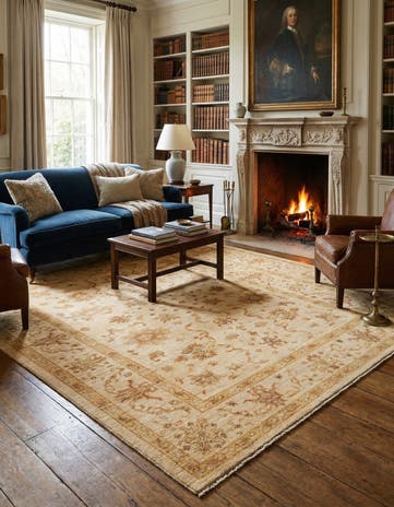 5' 8 x 8' Hand Knotted Peshawar Ziegler Rug