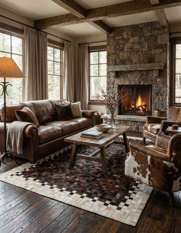 Detail image of 5' 1 x 8' 2 Cowhide Stocks Rug