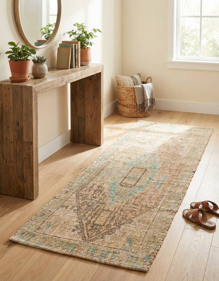 Detail image of 2' 2 x 6' 1  Hand Woven Chenille Jute Runner Rug