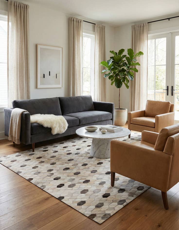 Detail image of 5' 3 x 7' 6 Cowhide Rug