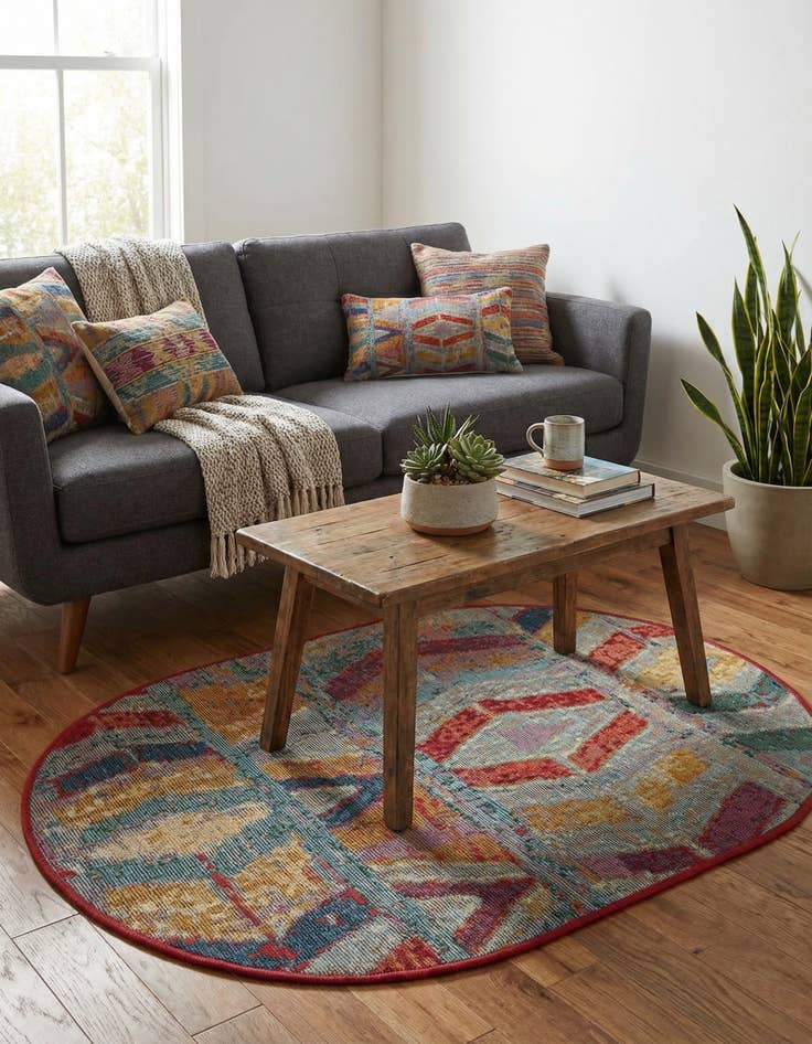 Detail image of 2' 2 x 3'  Washable Modern Indoor / Outdoor Oval Rug