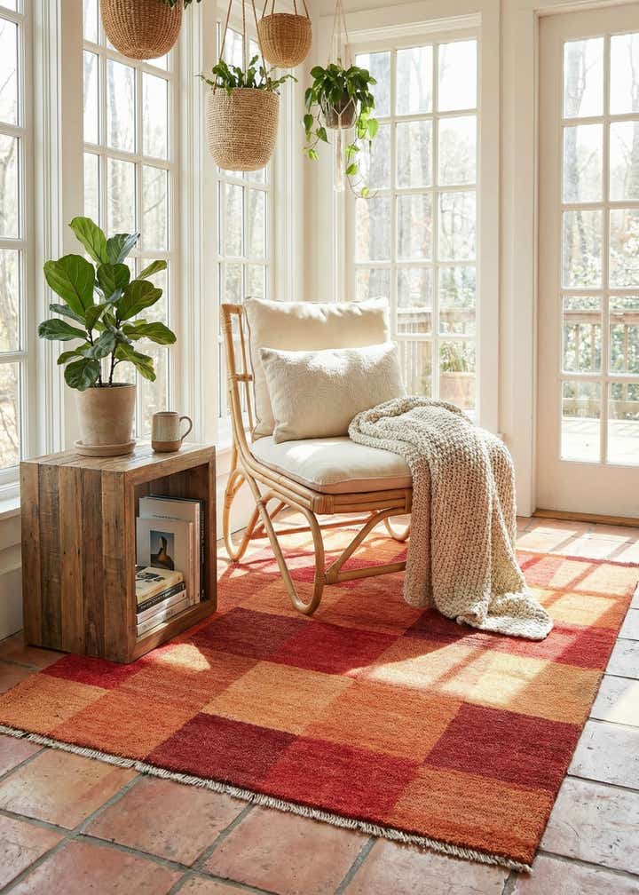 3' 9 x 4' 9 Hand Knotted Gabbeh Persian Wool Rug