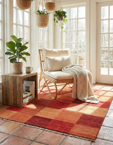 3' 9 x 4' 9 Hand Knotted Gabbeh Persian Wool Rug
