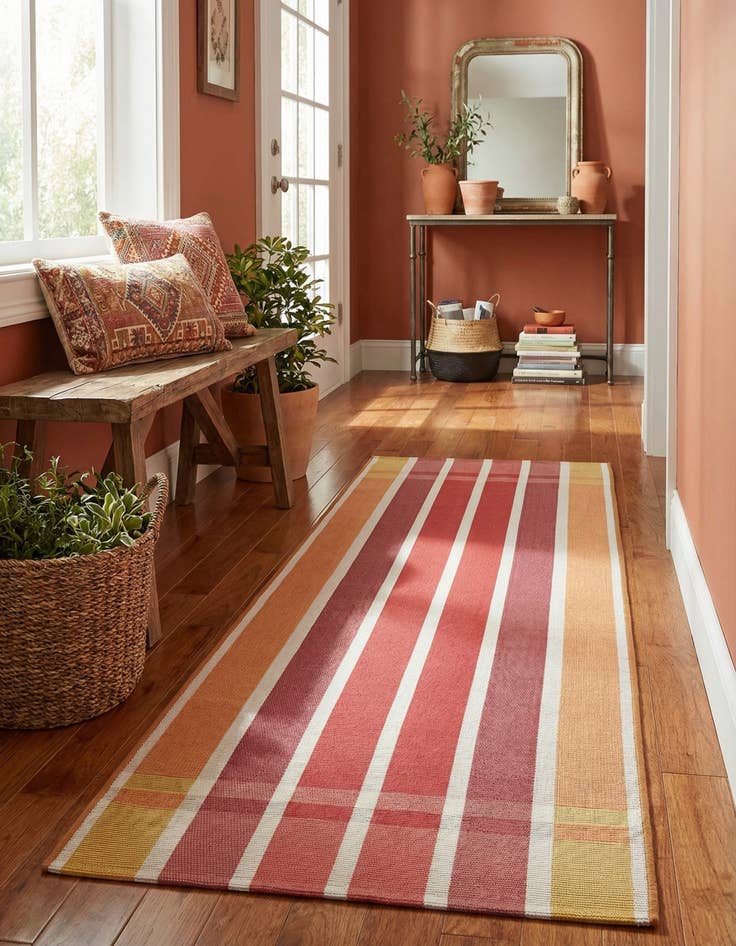 Detail image of 2' x 6'  Washable Striped Indoor / Outdoor Runner Rug