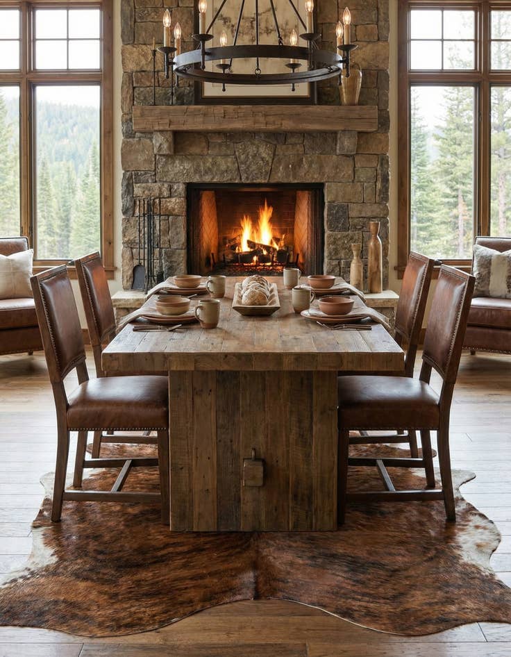 Detail image of 6' 2 x 7' Cowhide Leather Rug