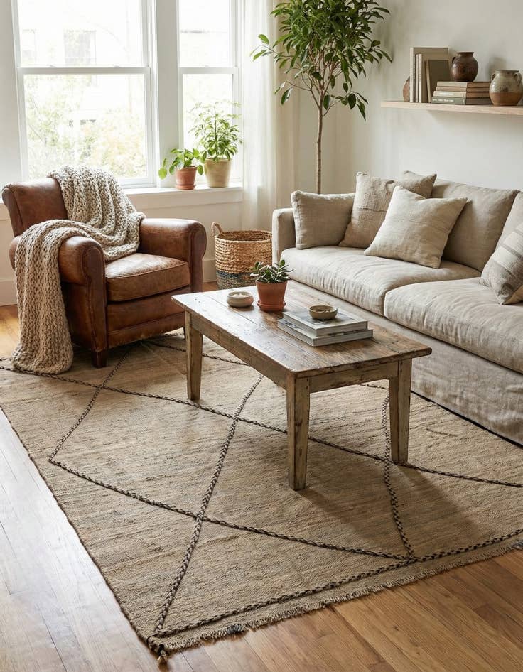 Detail image of 5' x 7' 8  Hand Knotted Moroccan Wool Rug