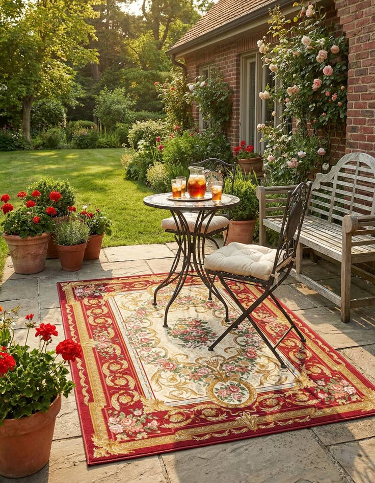 Detail image of 5' x 8' Easy-Clean Traditional Indoor / Outdoor Rug