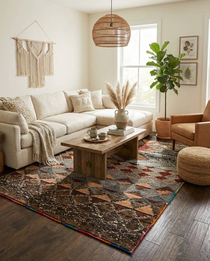 Detail image of 5' 2 x 7' 4 Hand Knotted Moroccan Wool Rug