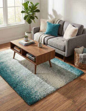 Teal Soft Touch Shag Rug