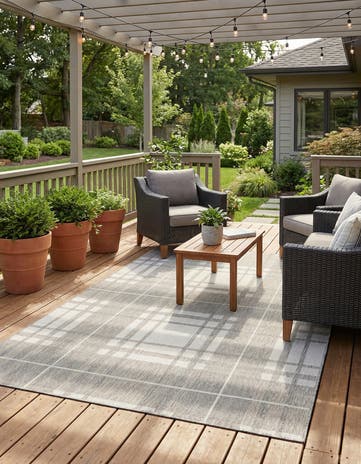 5' 3 x 7' Easy-Clean Checkered Indoor / Outdoor Rug