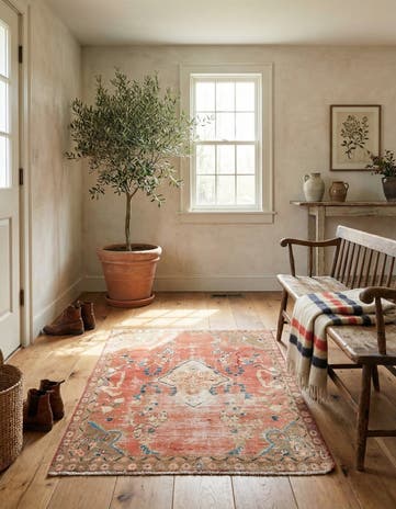 3' 4 x 4' 6 Hand Knotted Ultra Vintage Persian Wool Rug