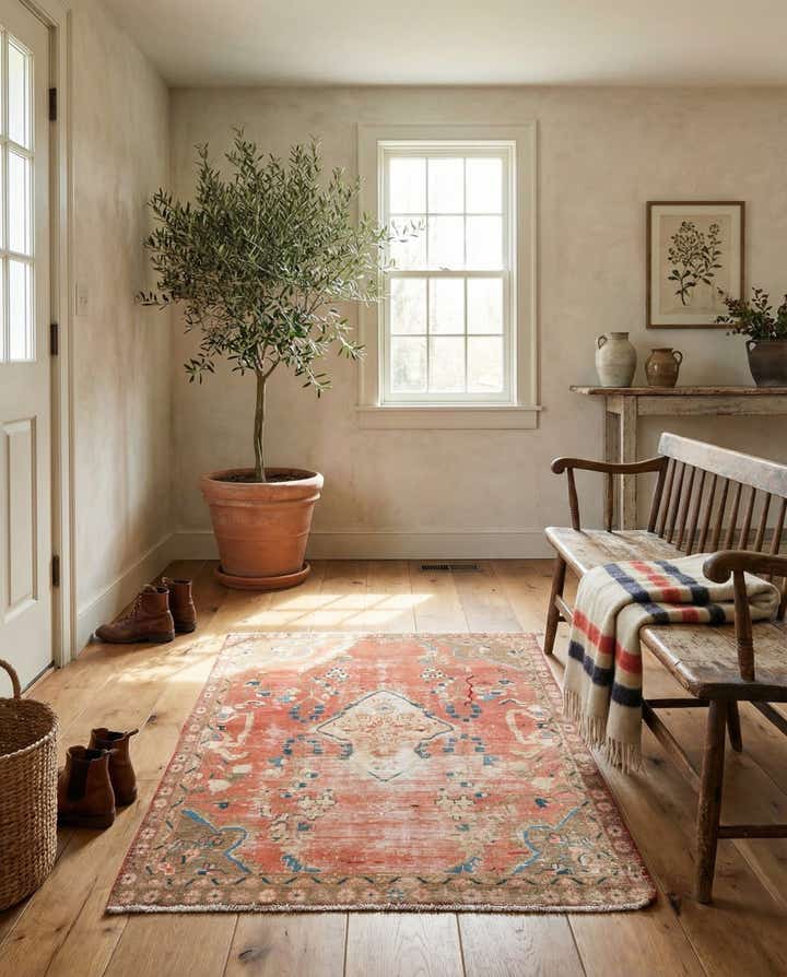 3' 4 x 4' 6 Hand Knotted Ultra Vintage Persian Wool Rug