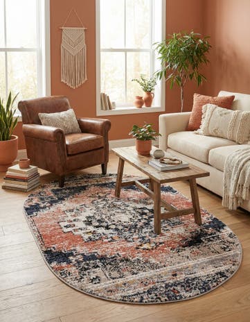 Rust Red Tucson Oval Rug
