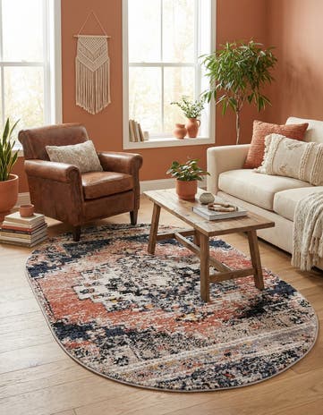 Rust Red Tucson Oval Rug